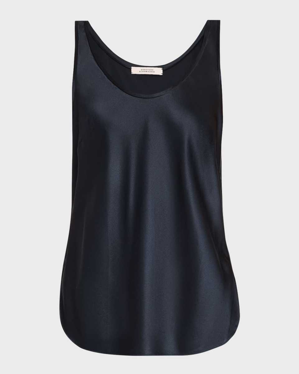 Sense Of Shine I Scoop-Neck Silk Satin Top